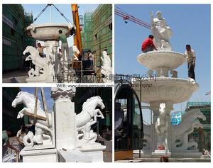 汉白玉石雕喷泉制作 欧式石雕喷泉图片